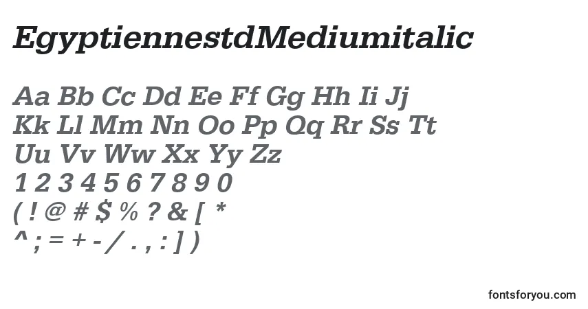 EgyptiennestdMediumitalicフォント–アルファベット、数字、特殊文字