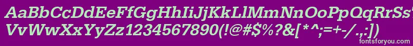 EgyptiennestdMediumitalic-Schriftart – Grüne Schriften auf violettem Hintergrund