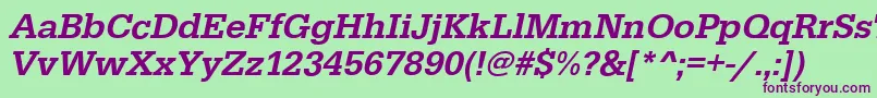 Fonte EgyptiennestdMediumitalic – fontes roxas em um fundo verde