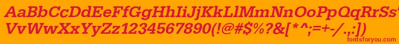 EgyptiennestdMediumitalic-fontti – punaiset fontit oranssilla taustalla