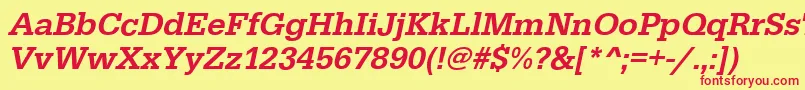 フォントEgyptiennestdMediumitalic – 赤い文字の黄色い背景
