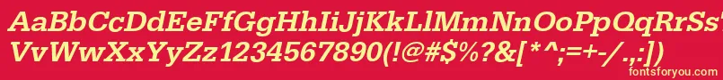 EgyptiennestdMediumitalic-fontti – keltaiset fontit punaisella taustalla