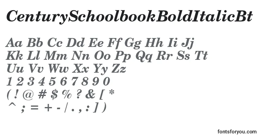 Шрифт CenturySchoolbookBoldItalicBt – алфавит, цифры, специальные символы