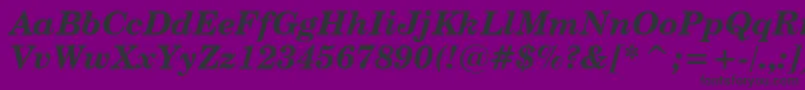 Fonte CenturySchoolbookBoldItalicBt – fontes pretas em um fundo violeta