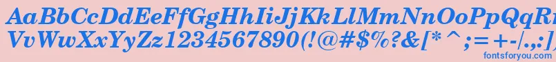 CenturySchoolbookBoldItalicBt-Schriftart – Blaue Schriften auf rosa Hintergrund