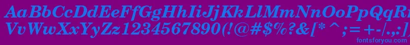 CenturySchoolbookBoldItalicBt-Schriftart – Blaue Schriften auf violettem Hintergrund