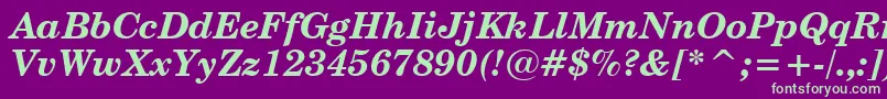 CenturySchoolbookBoldItalicBt Font – Green Fonts on Purple Background