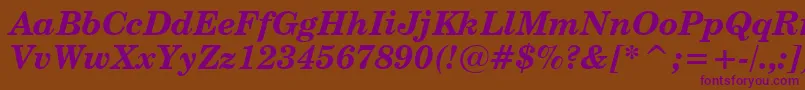 CenturySchoolbookBoldItalicBt-Schriftart – Violette Schriften auf braunem Hintergrund