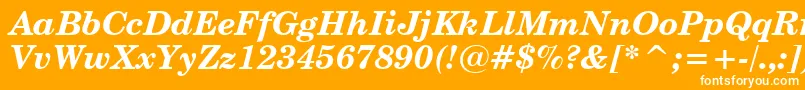 Czcionka CenturySchoolbookBoldItalicBt – białe czcionki na pomarańczowym tle