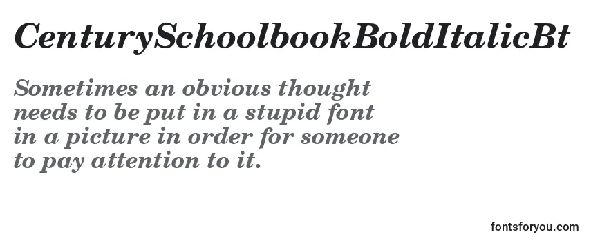 Review of the CenturySchoolbookBoldItalicBt Font
