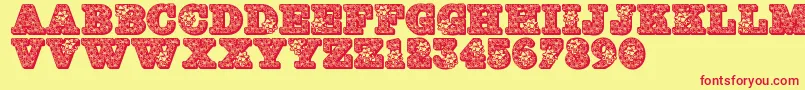 Jfhollybows Font – Red Fonts on Yellow Background