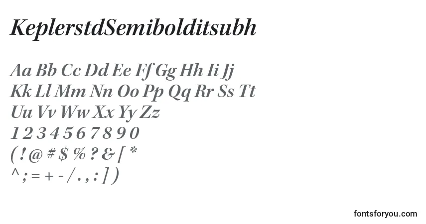 Fuente KeplerstdSemibolditsubh - alfabeto, números, caracteres especiales