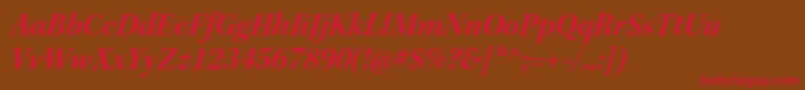 フォントKeplerstdSemibolditsubh – 赤い文字が茶色の背景にあります。