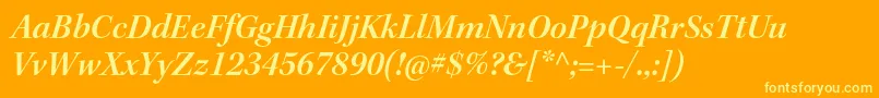 Fonte KeplerstdSemibolditsubh – fontes amarelas em um fundo laranja