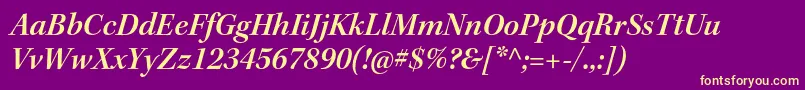 Fonte KeplerstdSemibolditsubh – fontes amarelas em um fundo roxo