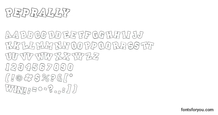 Schriftart Peprally – Alphabet, Zahlen, spezielle Symbole