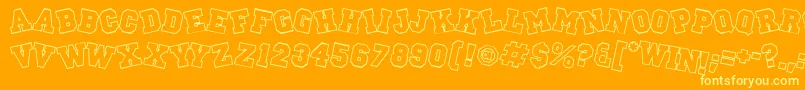 Peprally-Schriftart – Gelbe Schriften auf orangefarbenem Hintergrund