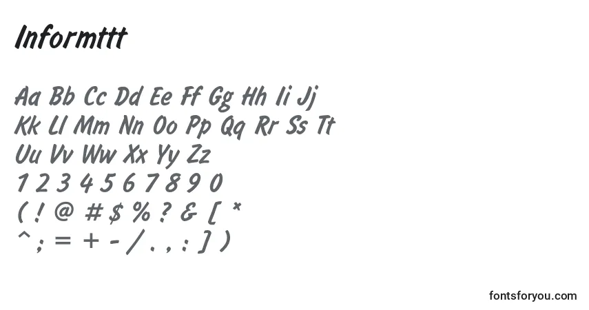 Czcionka Informttt – alfabet, cyfry, specjalne znaki