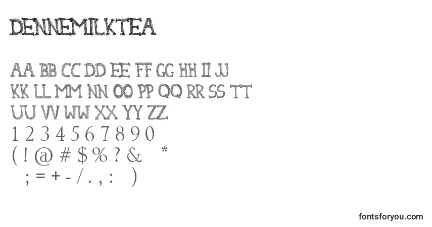 Czcionka DenneMilkTea – alfabet, cyfry, specjalne znaki