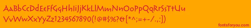 フォントReliqstdActive – オレンジの背景に赤い文字