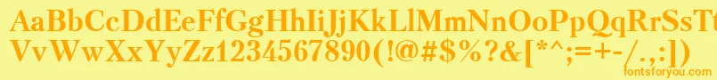 フォントPtr73C – オレンジの文字が黄色の背景にあります。