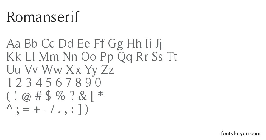 Шрифт Romanserif – алфавит, цифры, специальные символы