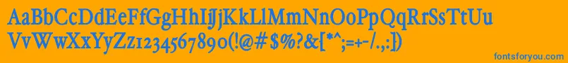 HollamediaevalBold-Schriftart – Blaue Schriften auf orangefarbenem Hintergrund