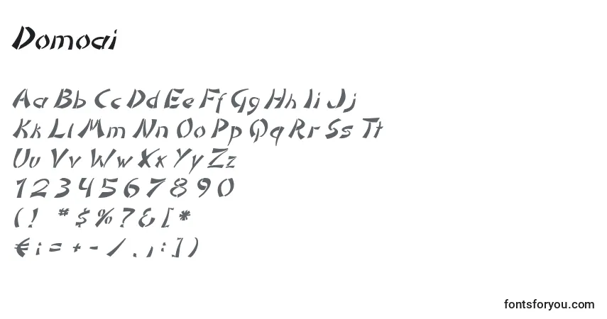 Czcionka Domoai – alfabet, cyfry, specjalne znaki