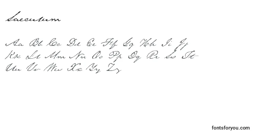 Czcionka Saeculum – alfabet, cyfry, specjalne znaki