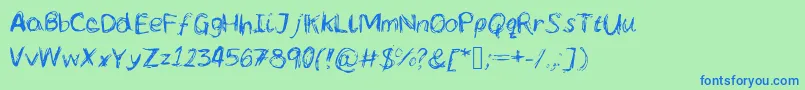 Fonte Lcscribbles – fontes azuis em um fundo verde