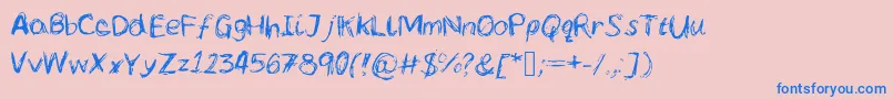 Lcscribbles-fontti – siniset fontit vaaleanpunaisella taustalla