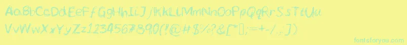 Czcionka Lcscribbles – zielone czcionki na żółtym tle