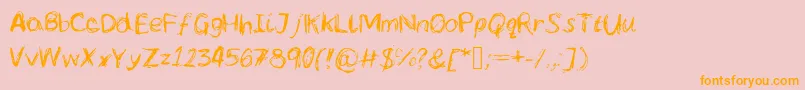 Lcscribbles-Schriftart – Orangefarbene Schriften auf rosa Hintergrund