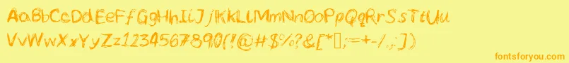 Lcscribbles-Schriftart – Orangefarbene Schriften auf gelbem Hintergrund