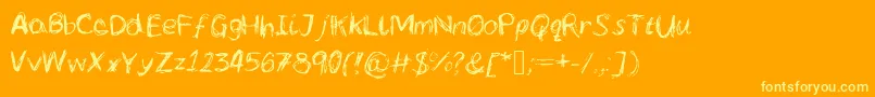 Fonte Lcscribbles – fontes amarelas em um fundo laranja