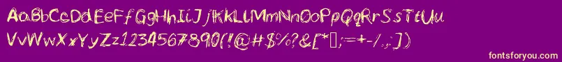 Fonte Lcscribbles – fontes amarelas em um fundo roxo