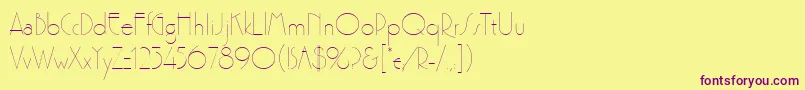 Premierlightlineplain Font – Purple Fonts on Yellow Background