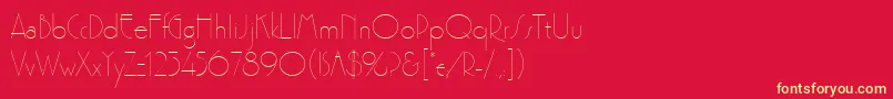 Premierlightlineplain Font – Yellow Fonts on Red Background