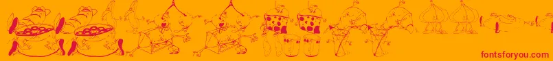フォントDtNoMickeyD – オレンジの背景に赤い文字