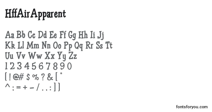 A fonte HffAirApparent (77272) – alfabeto, números, caracteres especiais