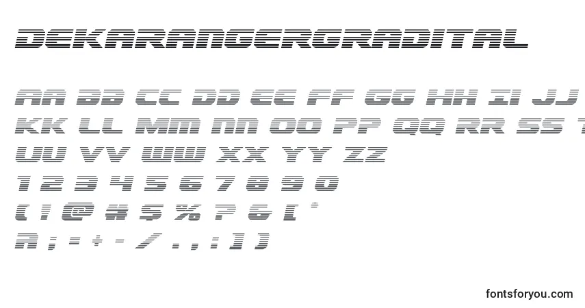 Schriftart Dekarangergradital – Alphabet, Zahlen, spezielle Symbole