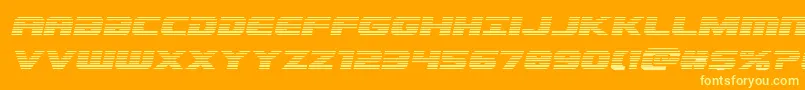 Dekarangergradital-Schriftart – Gelbe Schriften auf orangefarbenem Hintergrund