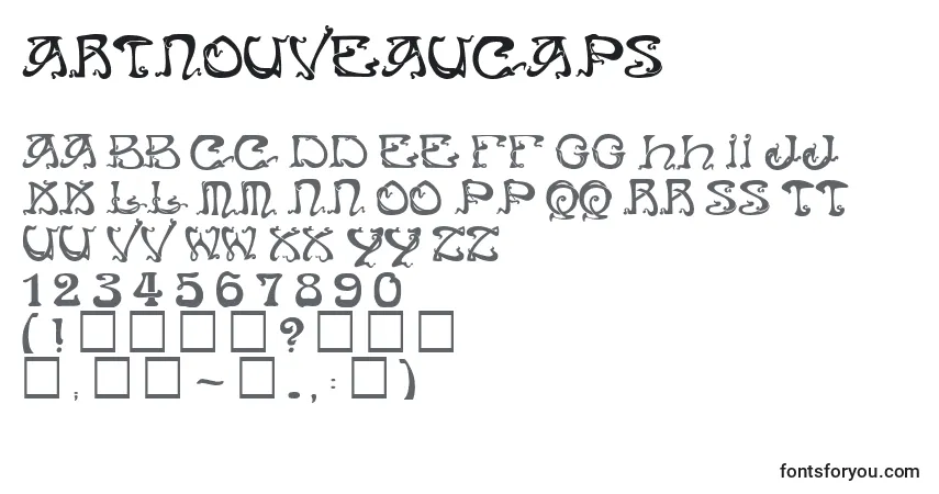 Fuente ArtNouveauCaps - alfabeto, números, caracteres especiales