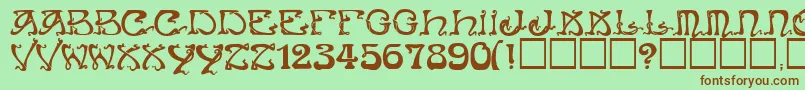 ArtNouveauCaps Font – Brown Fonts on Green Background