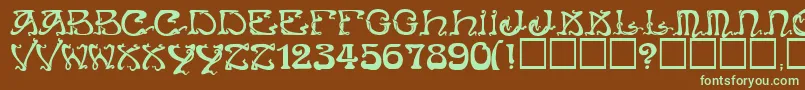 ArtNouveauCaps Font – Green Fonts on Brown Background