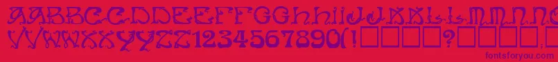 フォントArtNouveauCaps – 赤い背景に紫のフォント
