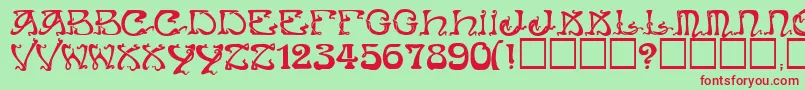 ArtNouveauCaps Font – Red Fonts on Green Background