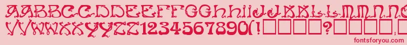 ArtNouveauCaps Font – Red Fonts on Pink Background