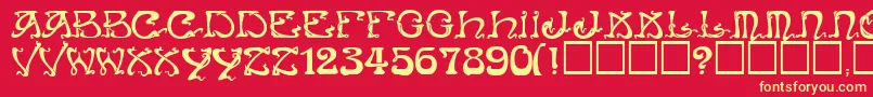 ArtNouveauCaps Font – Yellow Fonts on Red Background