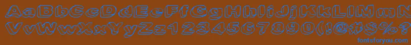 Downleft-Schriftart – Blaue Schriften auf braunem Hintergrund